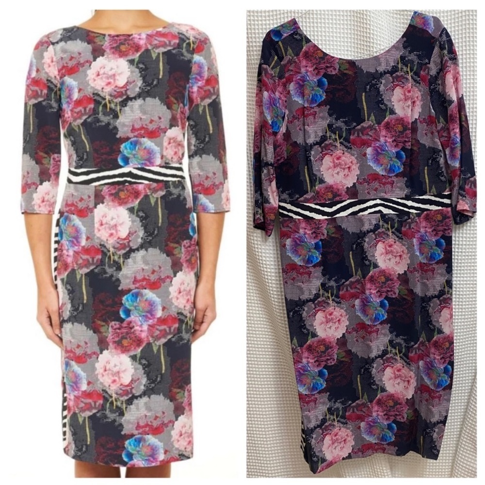 NWT Robert Graham 100% Silk Midi Ophelia Dress Size Large
